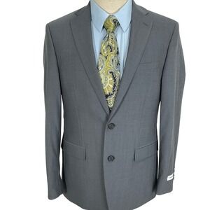 Calvin Klein Suit Jacket Men 40R Gray Malbin Wool Slim Fit Stretch Blazer